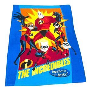 The Incredibles 2 Fleece Blanket 60"x50" Disney Store Pixar Superheroes Blue NEW